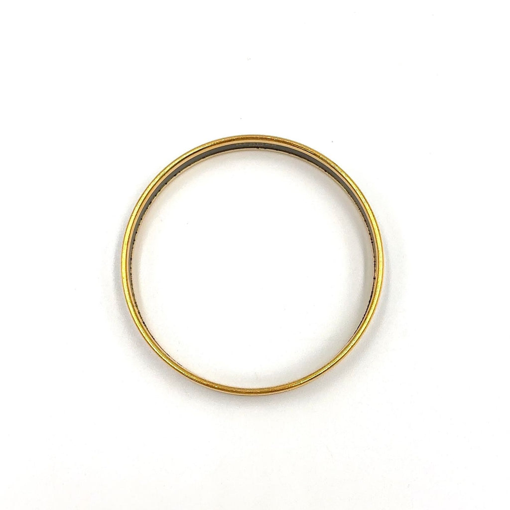 Hermes Enamel PM Metal Green Gold Bangle Bracelet — view 3
