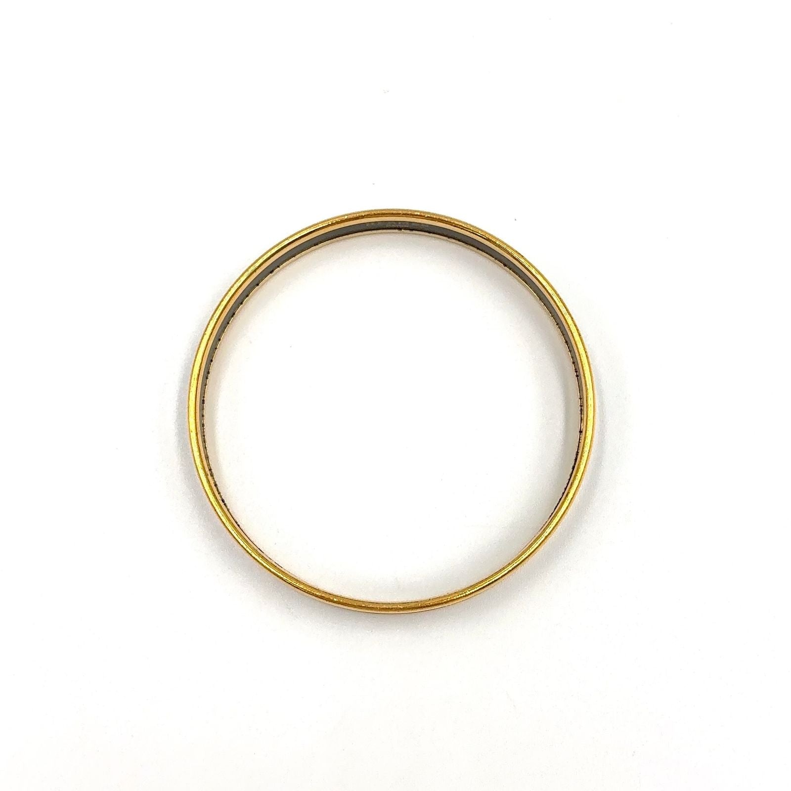 Hermes Enamel PM Metal Green Gold Bangle Bracelet — view 3