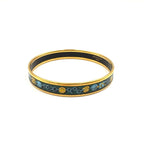 Hermes Enamel PM Metal Green Gold Bangle Bracelet — view 2