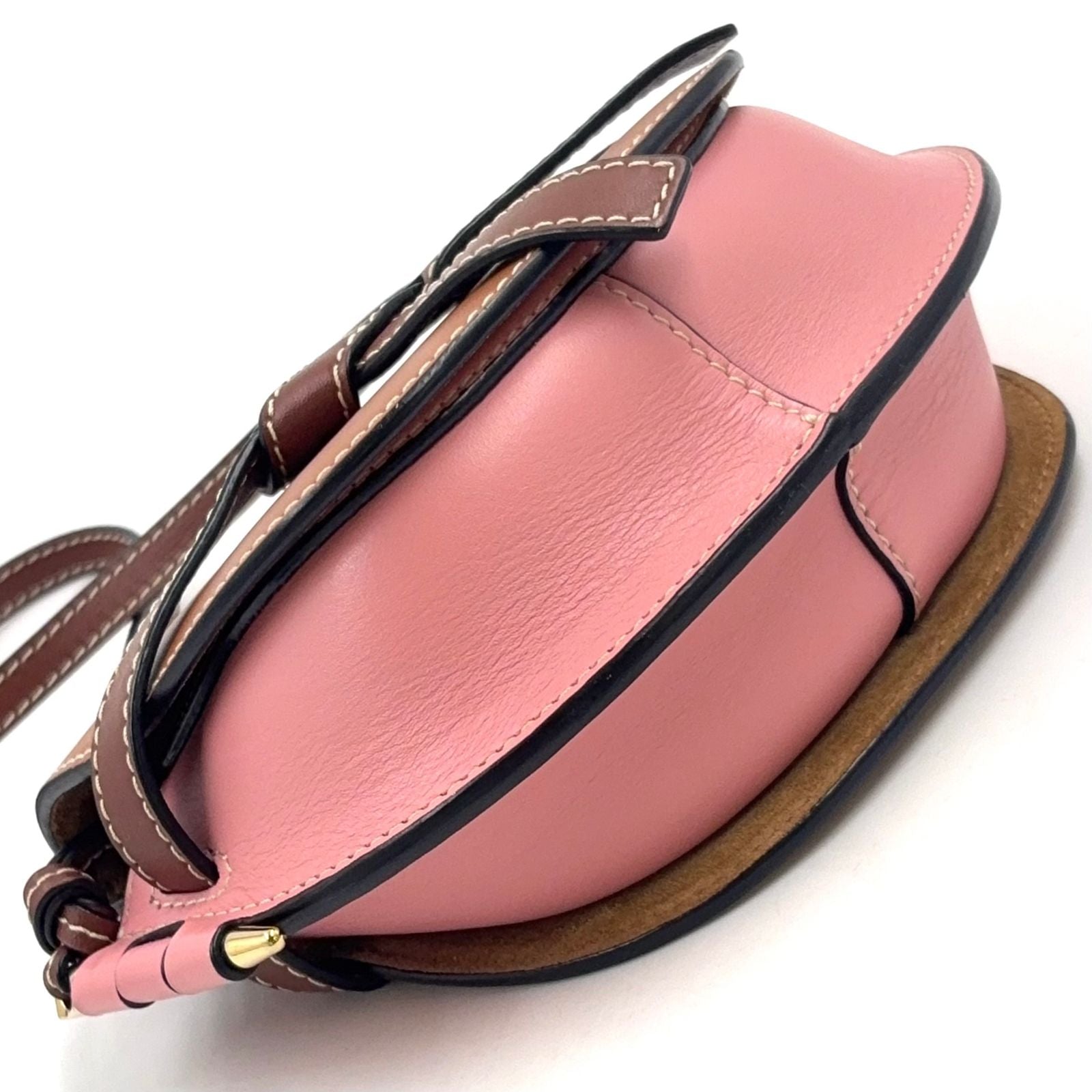Loewe Mini Leather Pink Brown Shoulder Bag Gold — view 6
