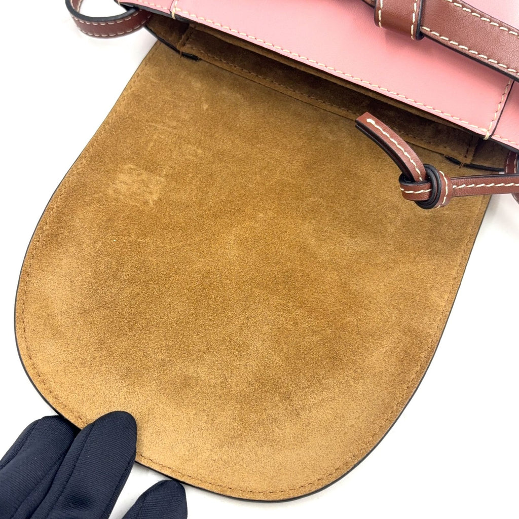 Loewe Mini Leather Pink Brown Shoulder Bag Gold — view 9