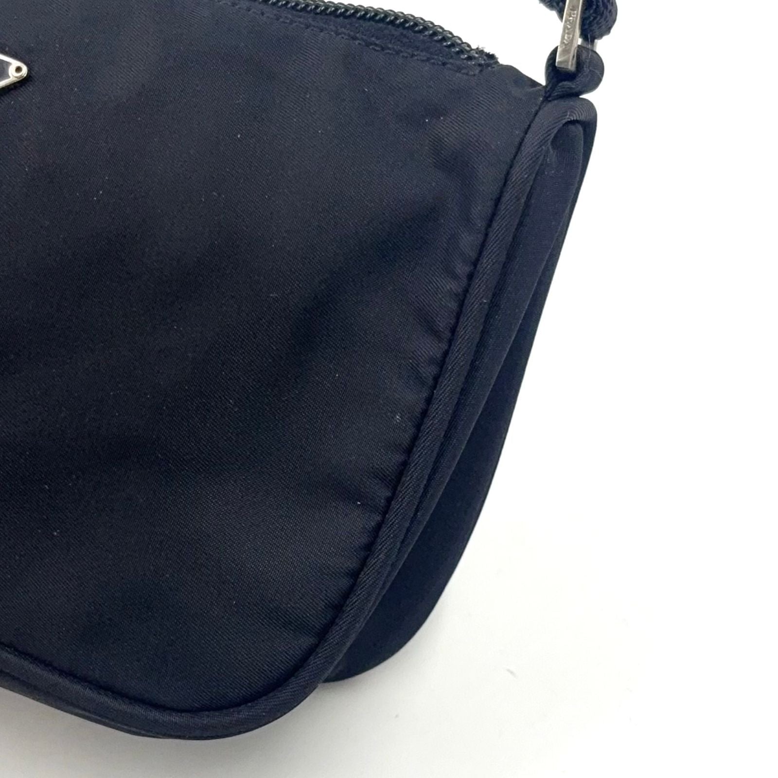 Prada Trianglelogo Plate Tessuto Nylon Pouch Black Handbag Silver — view 6