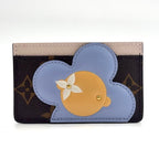 Louis Vuitton Card Holder Vivienne Monogram Correspondence Leather Pink Beige
