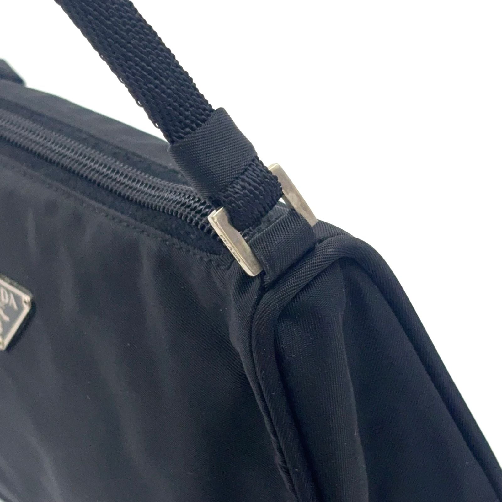 Prada Trianglelogo Plate Tessuto Nylon Pouch Black Handbag Silver — view 8