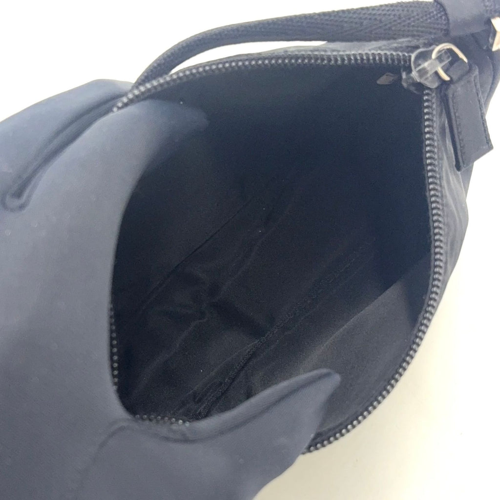 Prada Trianglelogo Plate Tessuto Nylon Pouch Black Handbag Silver — view 3