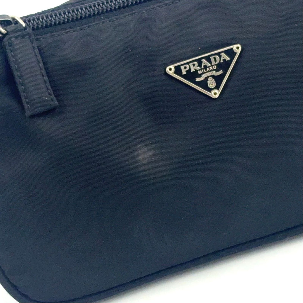 Prada Trianglelogo Plate Tessuto Nylon Pouch Black Handbag Silver — view 5