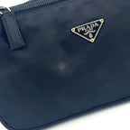 Prada Trianglelogo Plate Tessuto Nylon Pouch Black Handbag Silver — view 5