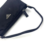 Prada Trianglelogo Plate Tessuto Nylon Pouch Black Handbag Silver — view 9
