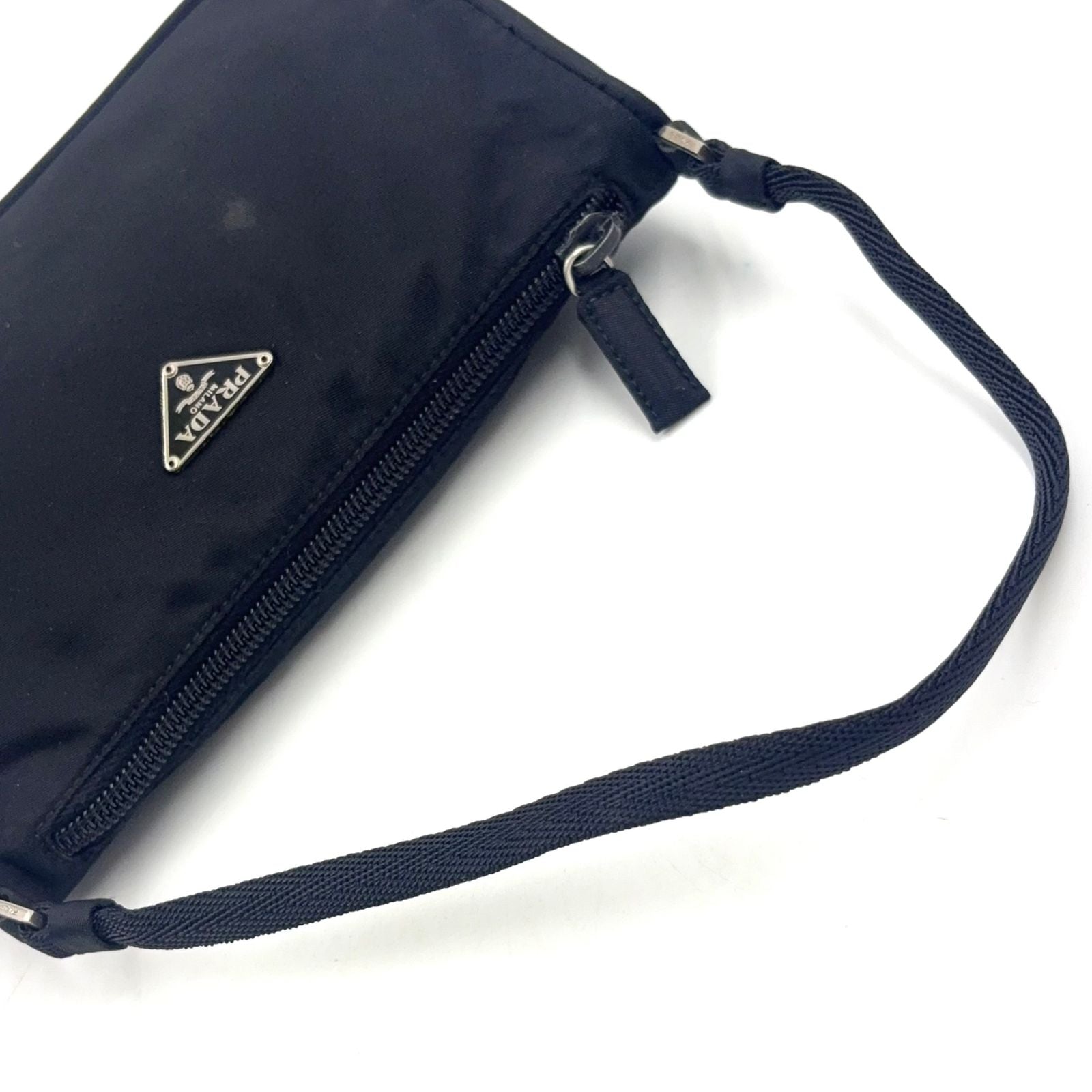 Prada Trianglelogo Plate Tessuto Nylon Pouch Black Handbag Silver — view 9