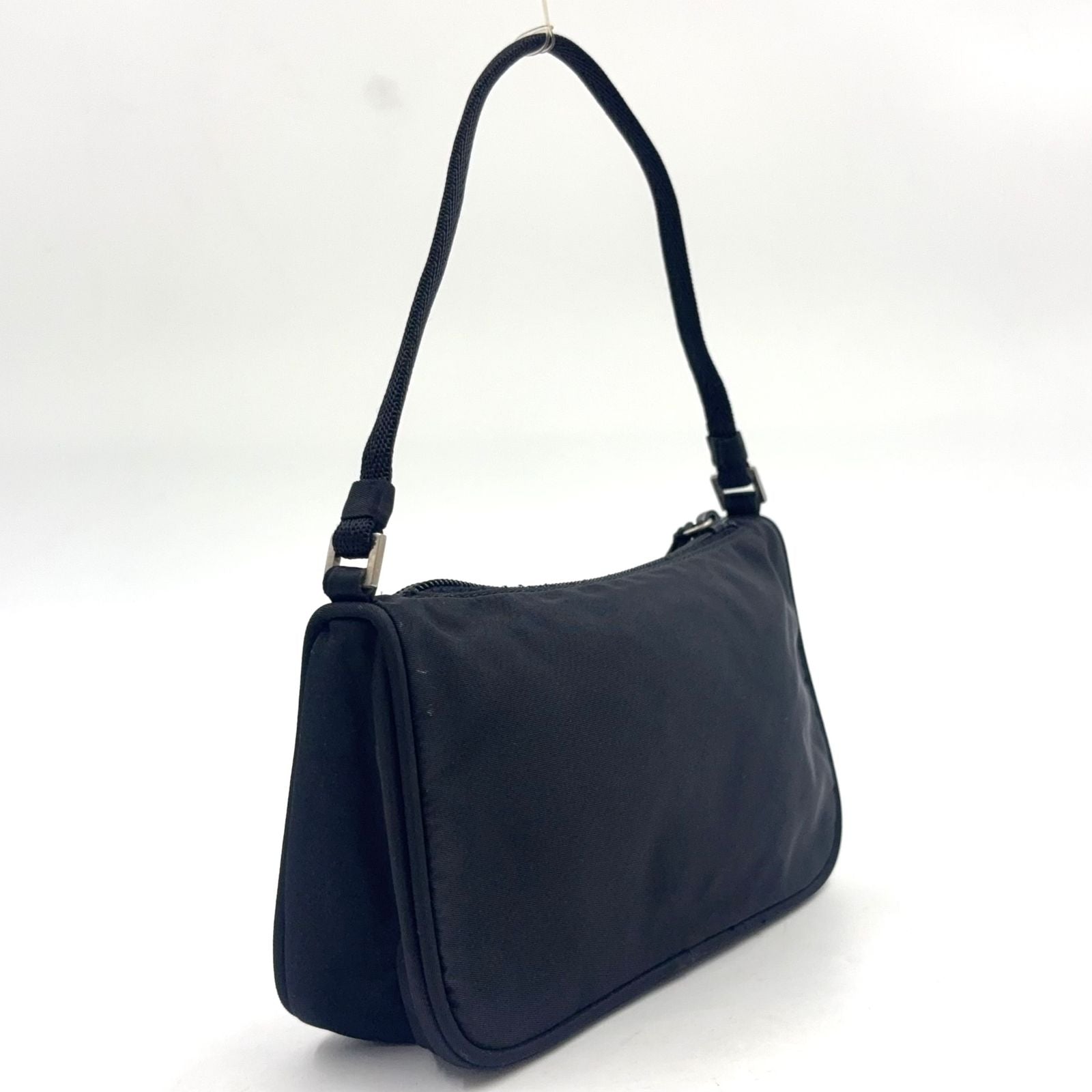 Prada Trianglelogo Plate Tessuto Nylon Pouch Black Handbag Silver — view 2