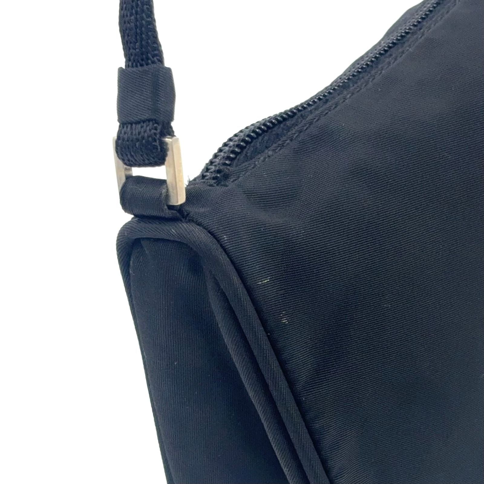 Prada Trianglelogo Plate Tessuto Nylon Pouch Black Handbag Silver — view 7