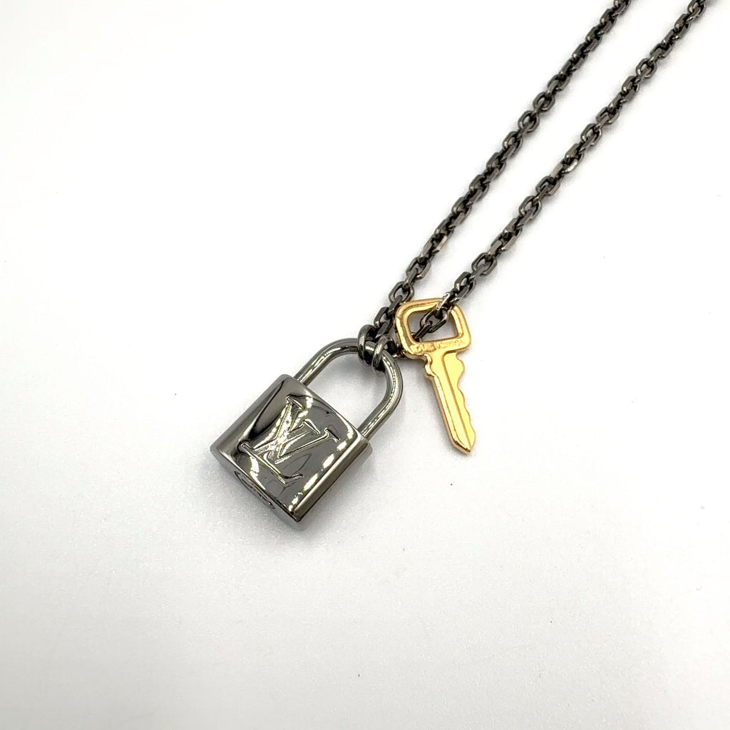 Louis Vuitton Padlock Metal Yellow Gold Black Necklace
