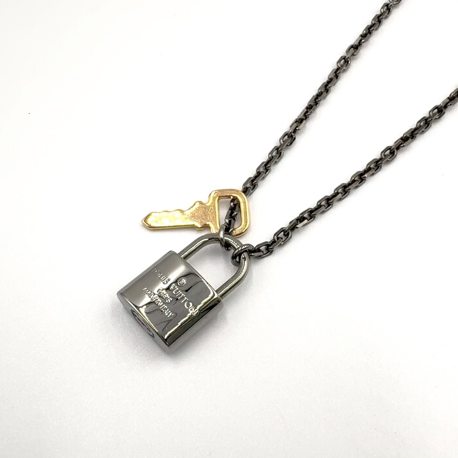 Louis Vuitton Padlock Metal Yellow Gold Black Necklace — view 2