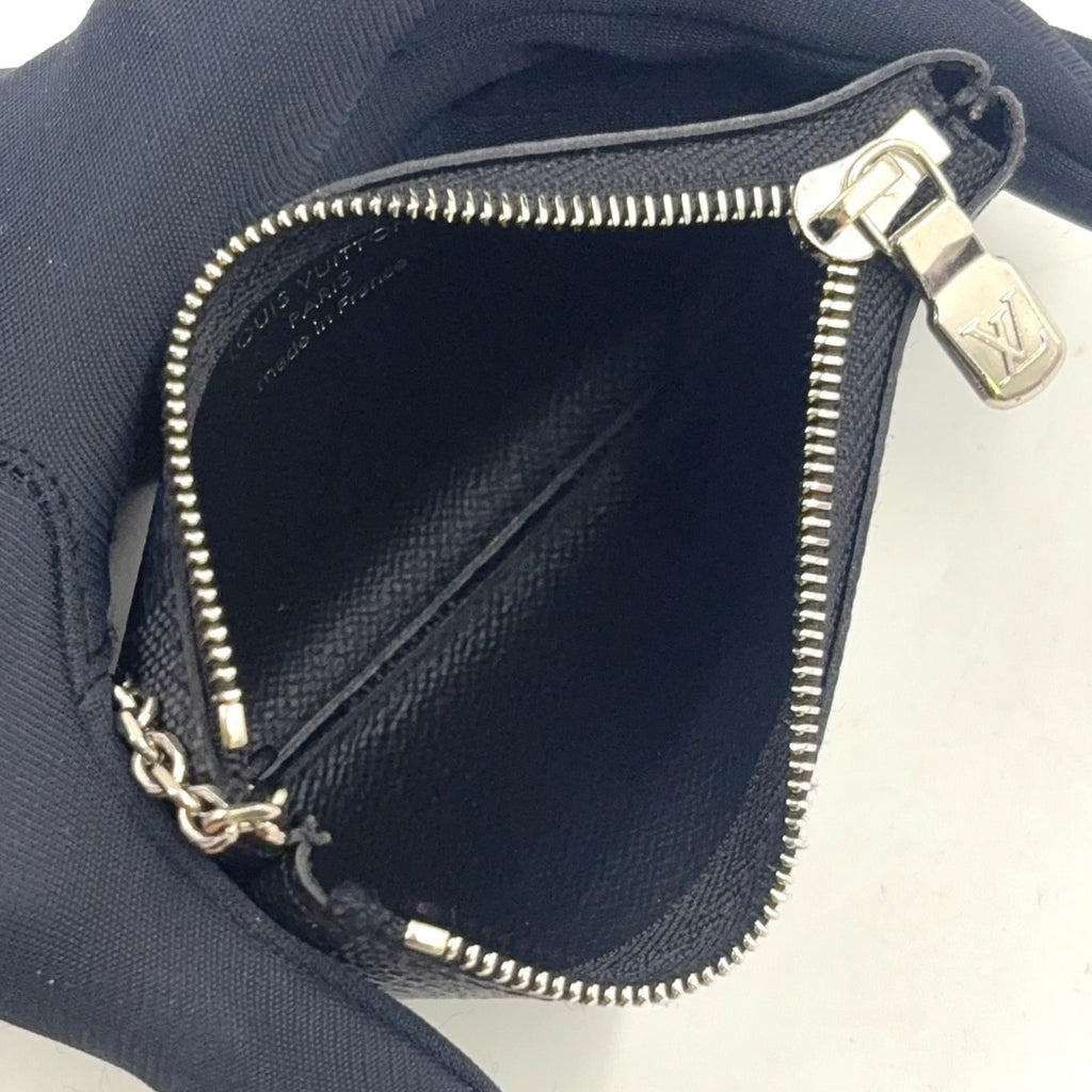 Louis Vuitton Pochette Cles Damier Graphite Leather Black Key Case Silver — view 3