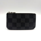Louis Vuitton Pochette Cles Damier Graphite Leather Black Key Case Silver