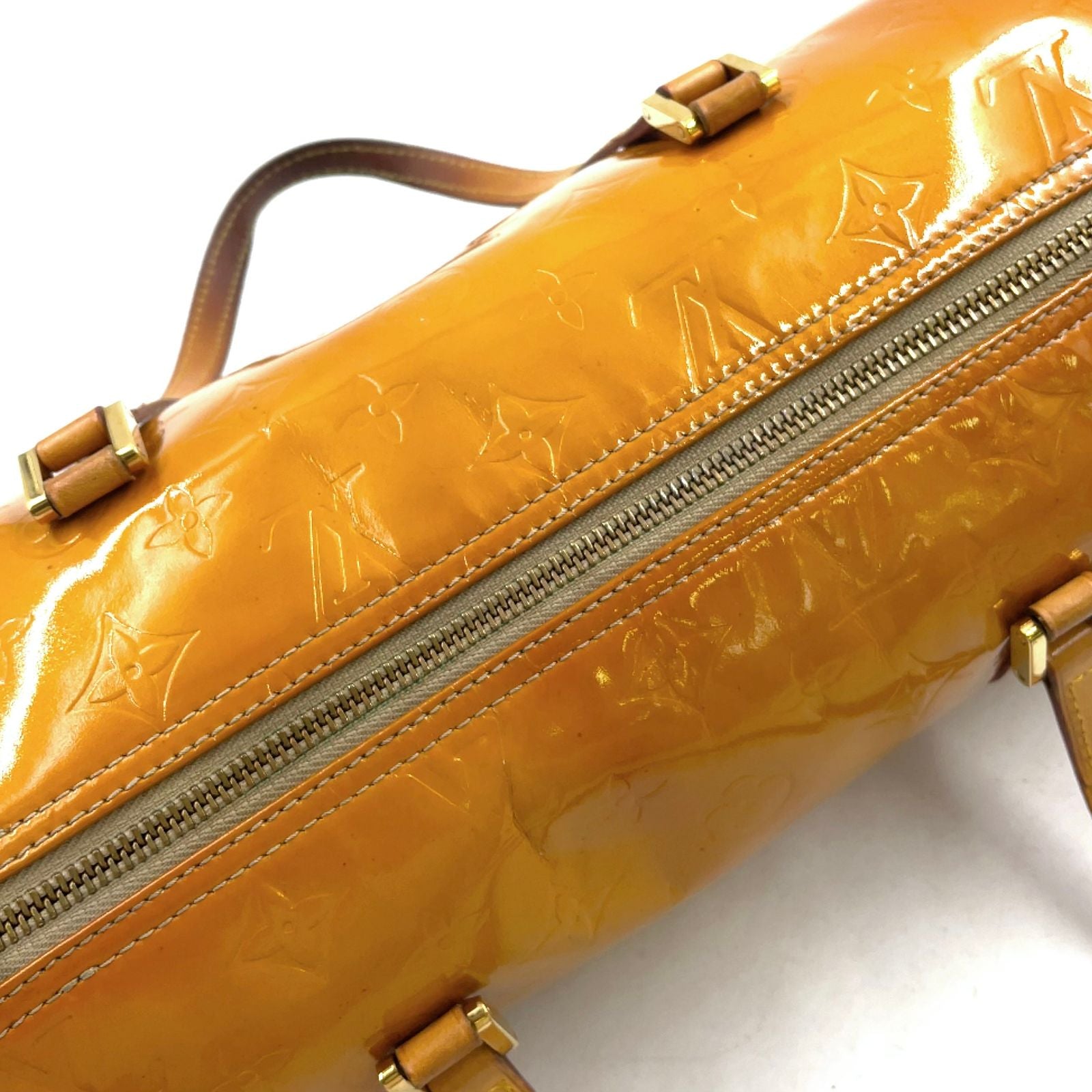 Louis Vuitton Monogram Vernis Leather Enamel Yellow Handbag Gold — view 6