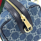 Gucci di Mini GG 2-Way Shoulder Leather Denim Blue Handbag Gold — view 7