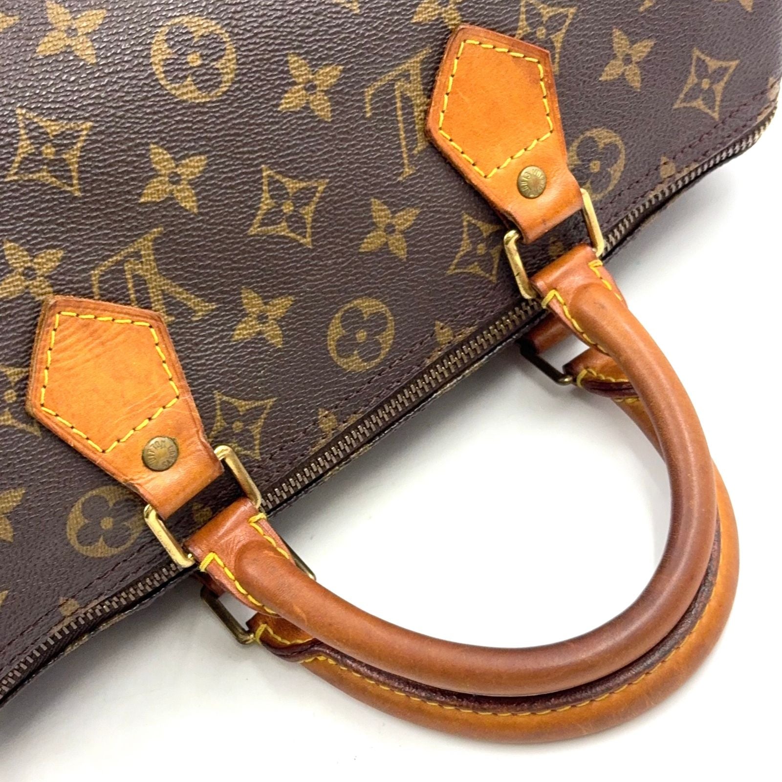 Louis Vuitton Speedy 30 Monogram Leather Brown Handbag Gold — view 5