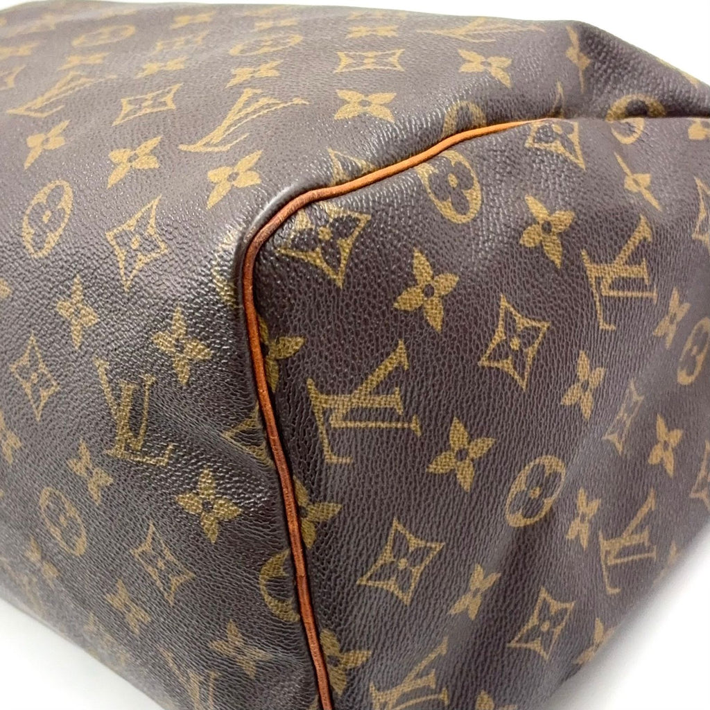 Louis Vuitton Speedy 30 Monogram Leather Brown Handbag Gold — view 9