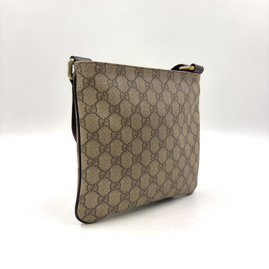 Gucci GG Supreme Leather Khaki Beige Darkbrown Shoulder Bag Gold — view 2