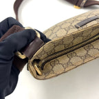 Gucci GG Supreme Leather Khaki Beige Darkbrown Shoulder Bag Gold — view 7