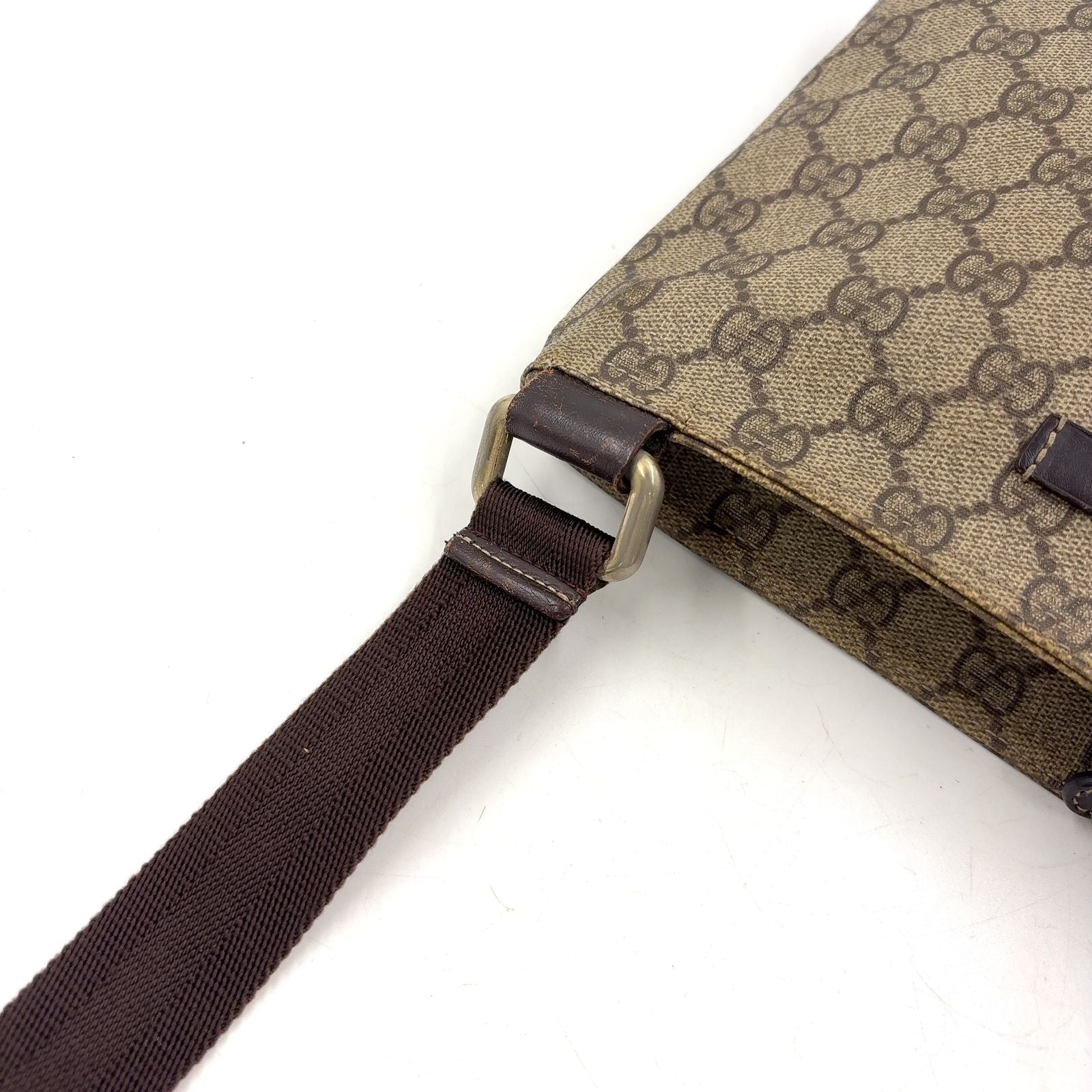 Gucci GG Supreme Leather Khaki Beige Darkbrown Shoulder Bag Gold — view 6