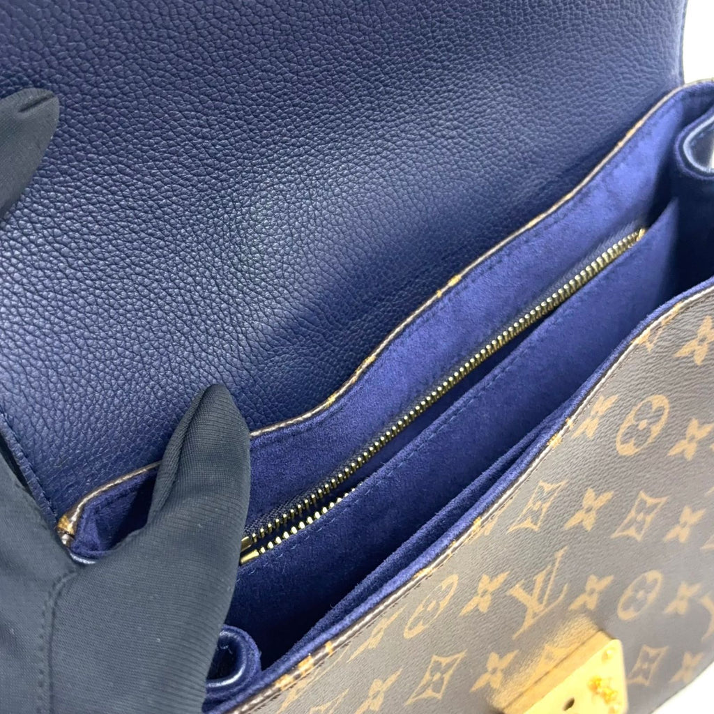 Louis Vuitton Eden MM Monogram 2-Way Shoulder Leather Brown Blue Handbag Gold — view 9