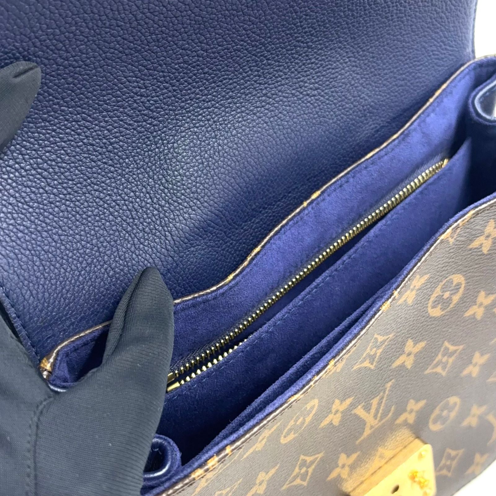 Louis Vuitton Eden MM Monogram 2-Way Shoulder Leather Brown Blue Handbag Gold — view 9