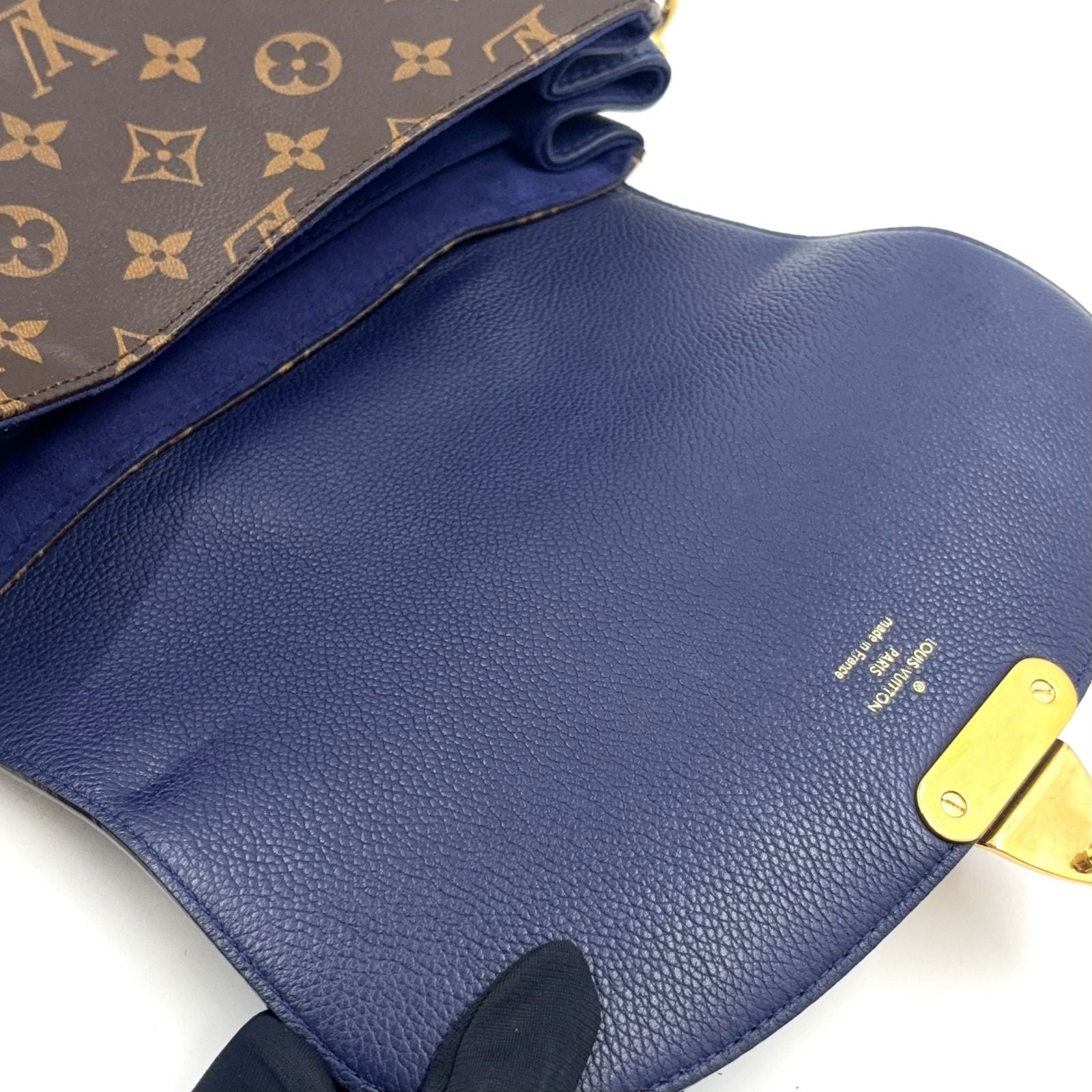 Louis Vuitton Eden MM Monogram 2-Way Shoulder Leather Brown Blue Handbag Gold — view 8