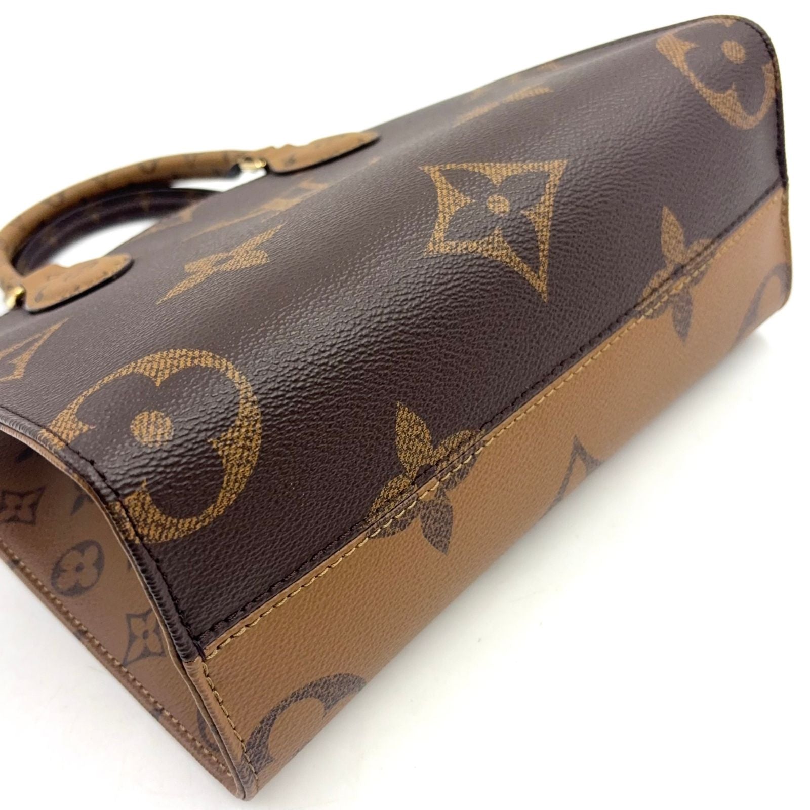 Louis Vuitton On The Go PM Monogram Reverse Correspondence Brown Handbag Gold — view 9