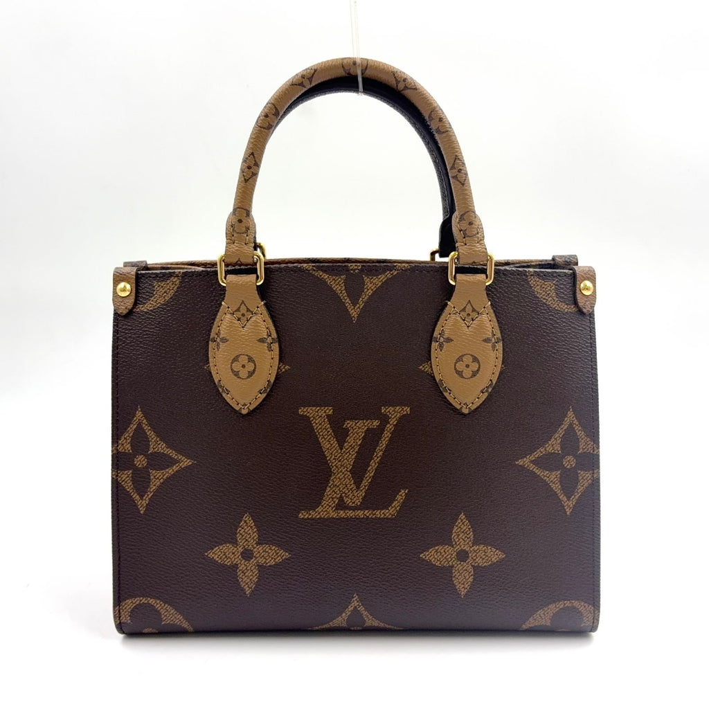 Louis Vuitton On The Go PM Monogram Reverse Correspondence Brown Handbag Gold