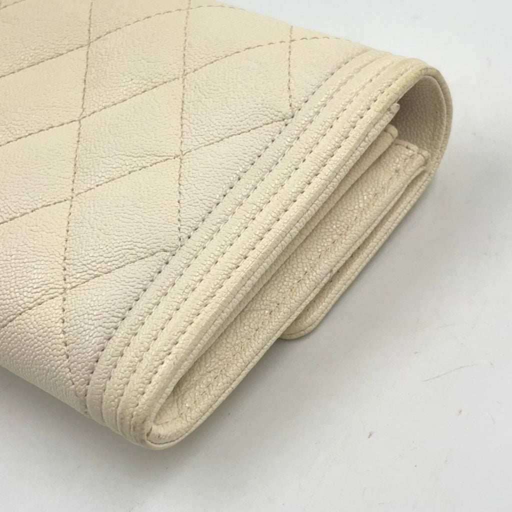 Chanel Boy Stand Caviar Leather Off White Wallet Gold — view 8