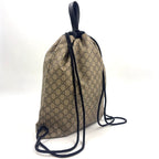 Gucci Drawstring Backpack GG Supreme Leather Nylon Black Beige — view 2