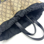 Gucci Drawstring Backpack GG Supreme Leather Nylon Black Beige — view 7