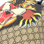 Gucci Drawstring Backpack GG Supreme Leather Nylon Black Beige — view 5