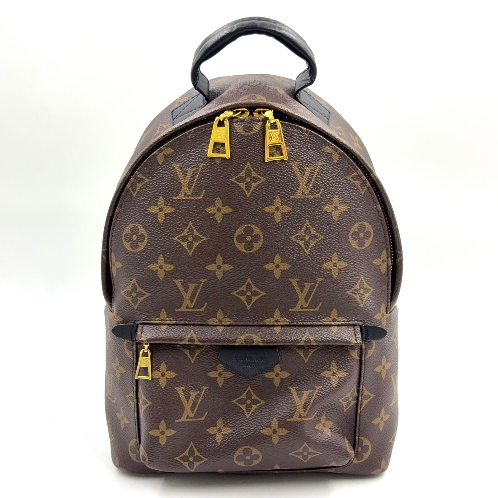 Louis Vuitton Palm Springs PM Monogram Leather Brown Black Backpack Gold