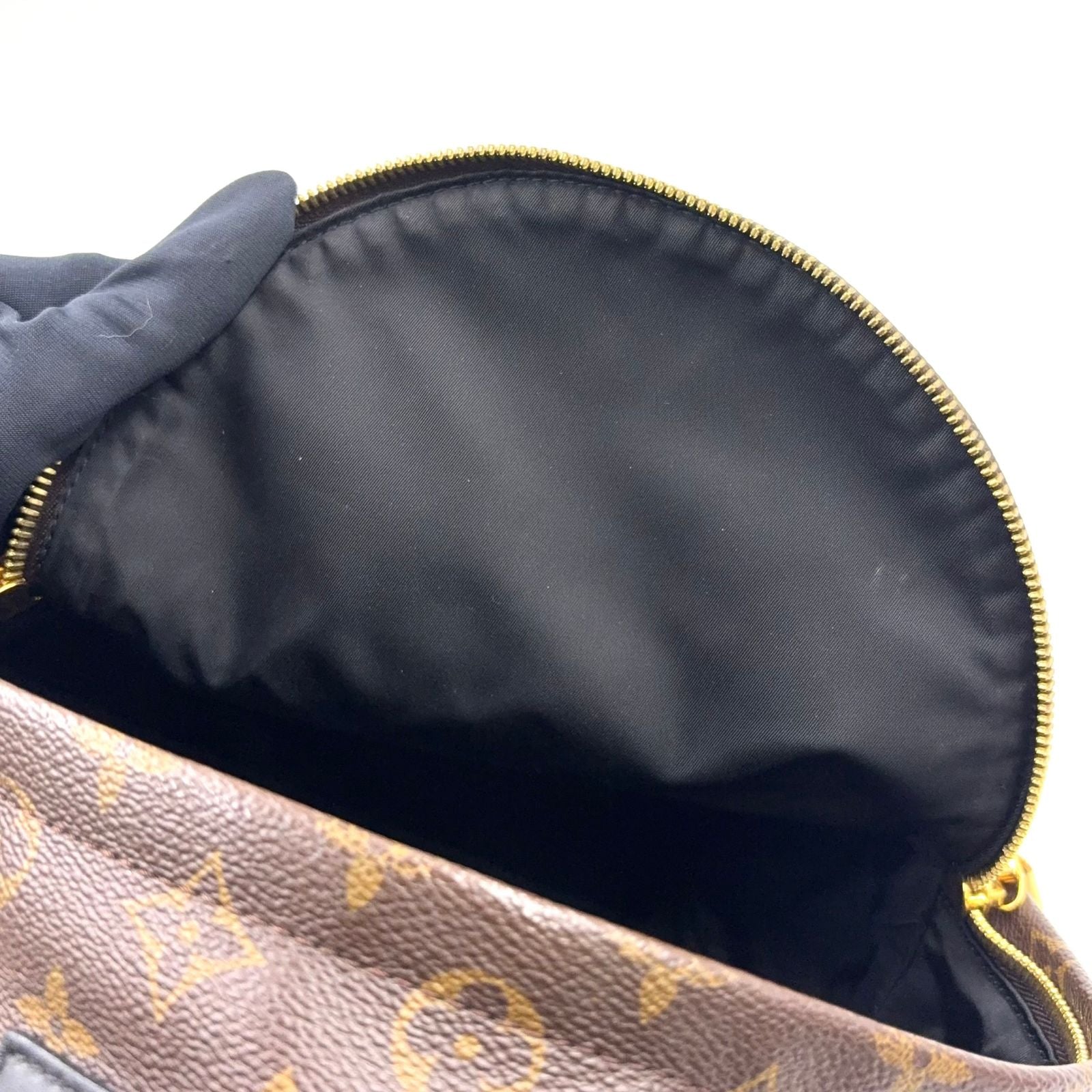 Louis Vuitton Palm Springs PM Monogram Leather Brown Black Backpack Gold — view 9