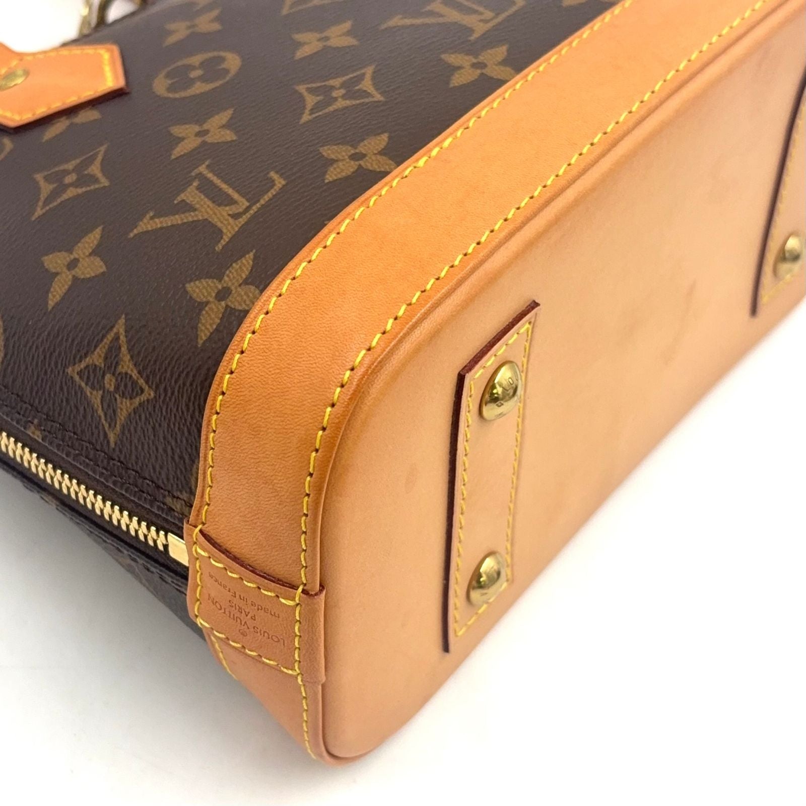 Louis Vuitton Alma BB Monogram Leather Brown Handbag Gold — view 7