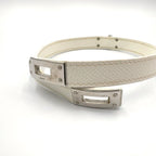 Hermes Kelly Double Tour Leather Metal White Bracelet Silver — view 7