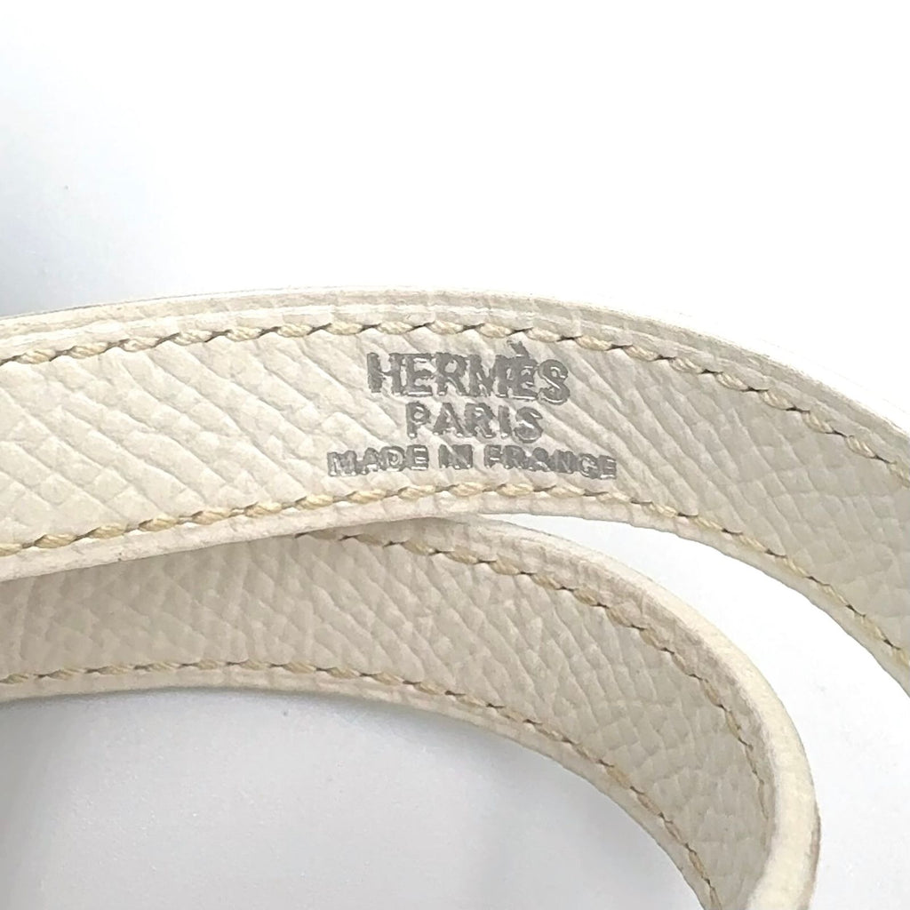 Hermes Kelly Double Tour Leather Metal White Bracelet Silver — view 4
