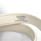 Hermes Kelly Double Tour Leather Metal White Bracelet Silver — view 4