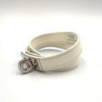 Hermes Kelly Double Tour Leather Metal White Bracelet Silver — view 2