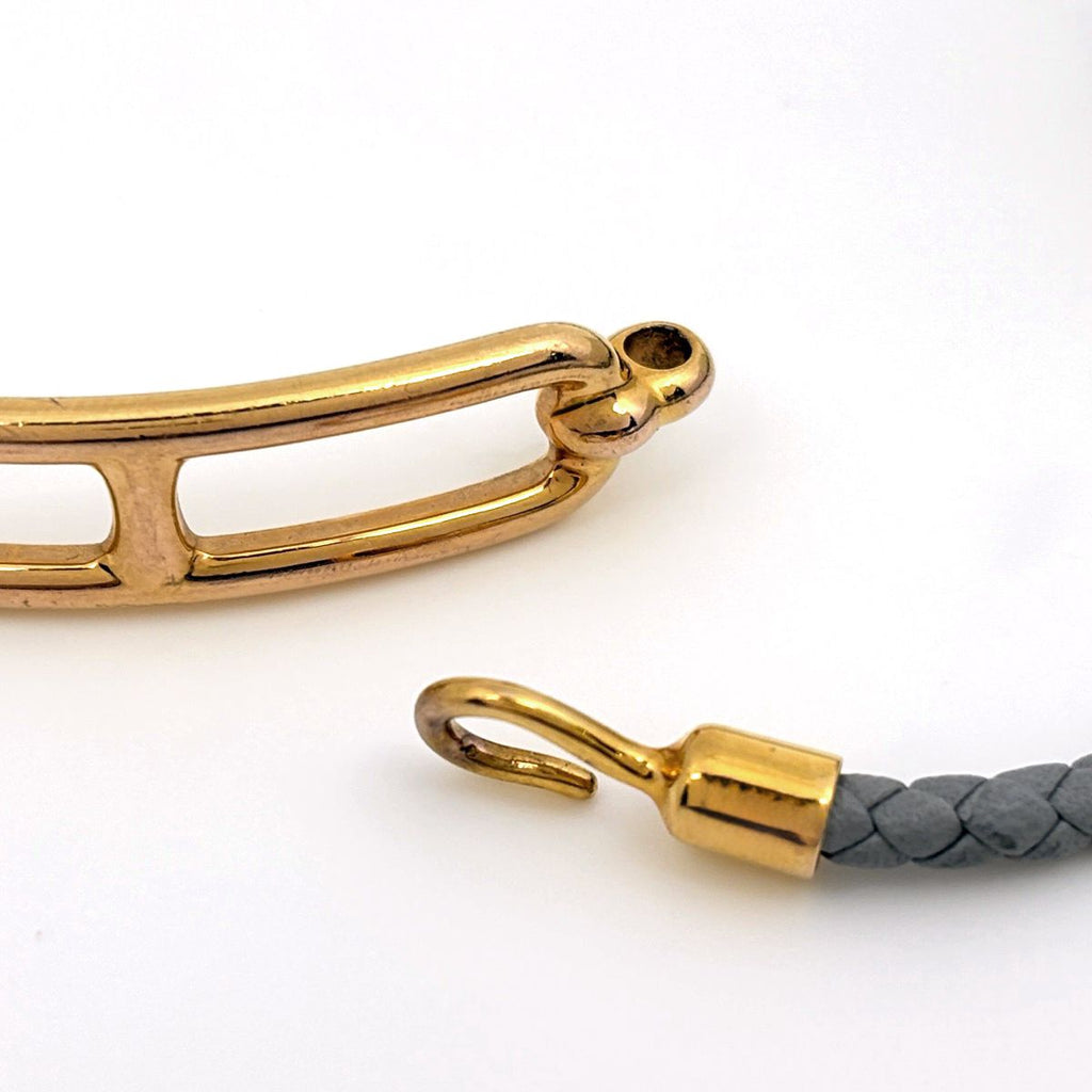 Hermes Roulis Double Tour Bracelet Leather Gold Gray — view 2