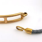 Hermes Roulis Double Tour Bracelet Leather Gold Gray — view 2