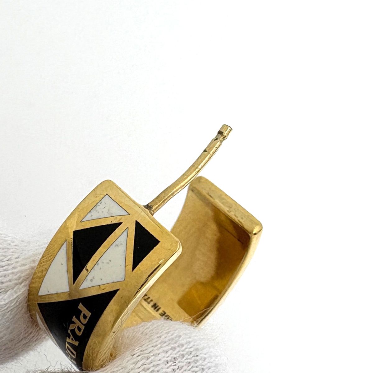 Prada Earrings Metal White Black — view 5