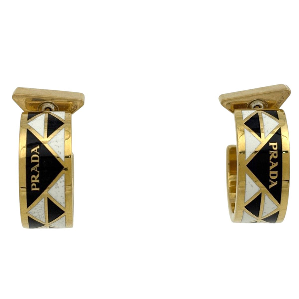 Prada Earrings Metal White Black
