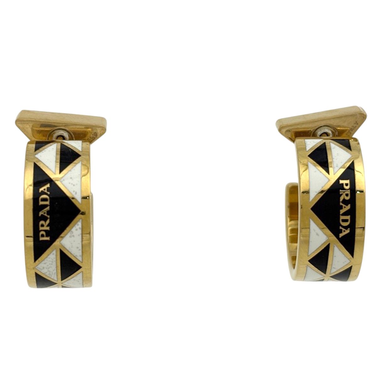 Prada Earrings Metal White Black