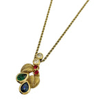 Dior Necklace Leaf Rhinestone Gold Multicolor