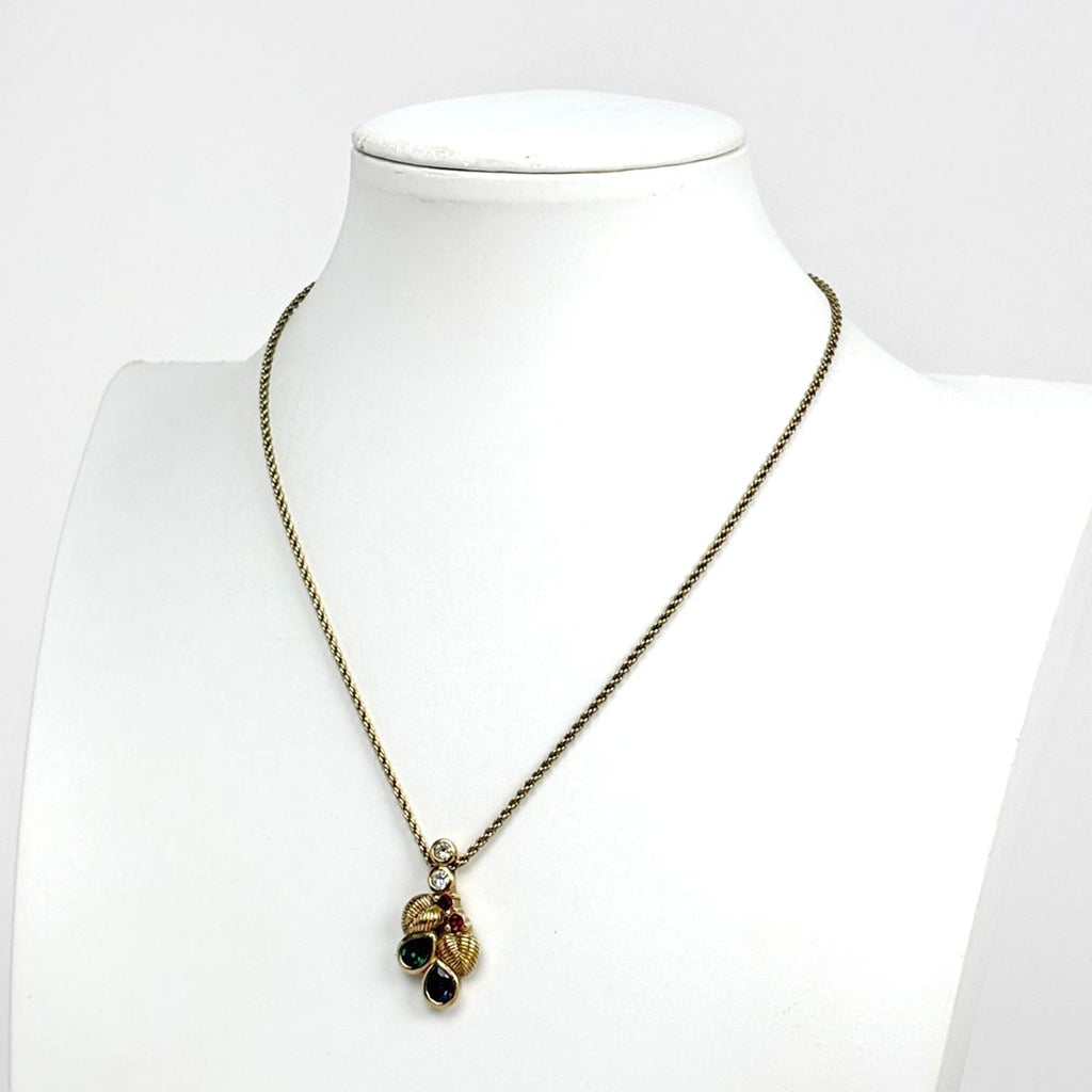 Dior Necklace Leaf Rhinestone Gold Multicolor — view 4