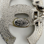 Chanel Earrings CC Logo Silver Plated Rhinestone Blue — view 4